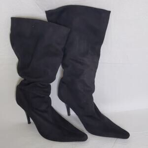 Fabulaire Pull On Boots Women's 10 Black Faux Suede Grunge Goth